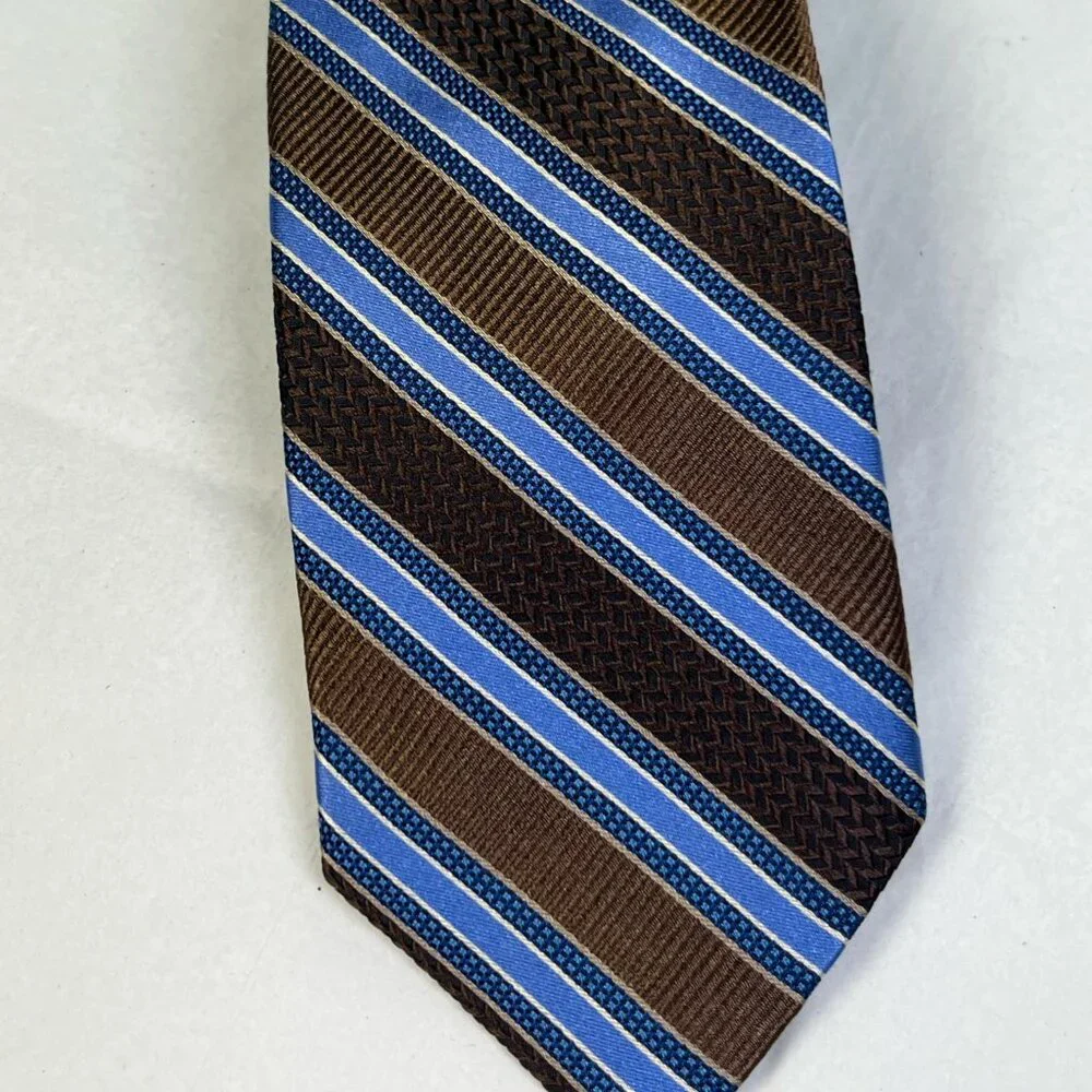 Vintage Bruno Piatelli Roma 100% Silk Blue Multicolor Striped Tie 58